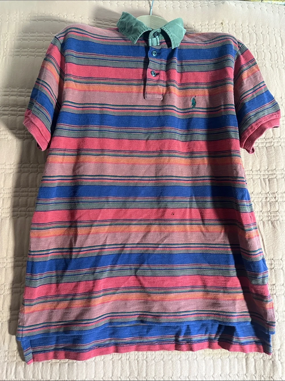 Polo by Ralph Lauren Pink, Blue & Green Striped Short-Sleeve Polo
